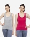 Shop Pack of 2 Women's Grey & Pink Tank Tops-Front