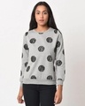 Shop Women's Grey Polka Printed Sweatshirt-Front