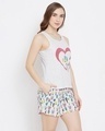 Shop Women's Grey Printed Regular Fit Top & Shorts Set-Design