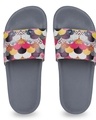 Shop Women's Grey Printed Sliders-Front