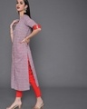 Shop Women's Grey & Red Striped Kurta-Design