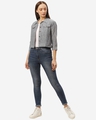 Shop Women's Grey Regular Fit Solid Crop Shacket