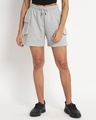 Shop Women's Grey Relaxed Fit Cargo Boxy Shorts-Front