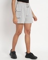 Shop Women's Grey Relaxed Fit Cargo Boxy Shorts-Design