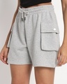 Shop Women's Grey Relaxed Fit Cargo Boxy Shorts