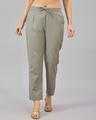 Shop Women's Grey Relaxed Fit Casual Pants-Front