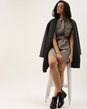 Shop Women's Grey Self Design Cotton Dress-Design