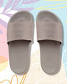 Shop Women's Grey Self Design Sliders-Front