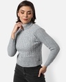Shop Women's Grey Self Designed Sweater-Front