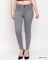 Shop Women's Grey Slim Fit High Rise Clean Look Stretchable Jeans-Front