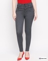Shop Women's Grey Slim Fit High Rise Clean Look Stretchable Jeans-Front