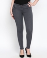 Shop Women's Grey Slim Fit Mid Rise Clean Look Stretchable Jeans-Front
