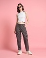 Shop Women's Grey Straight Cargo Pants-Full