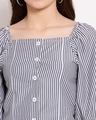 Shop Women's Grey Striped Polycotton Top