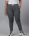 Shop Women's Grey Striped Slim Fit Track Pants-Front