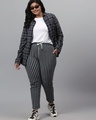 Shop Women's Grey Striped Slim Fit Track Pants
