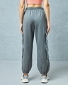 Shop Women's Grey Super Loose Fit Brushed Cargo Joggers-Full