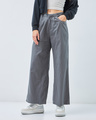 Shop Women's Grey Super Loose Fit Wide Leg Pants-Front