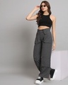 Shop Women's Grey Tapered Fit Cargo Pants