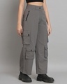 Shop Women's Grey Tapered Fit Cargo Pants-Design