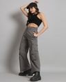 Shop Women's Grey Tapered Fit Cargo Pants