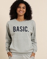 Shop Women's Grey Typography Oversized Sweatshirt-Front