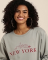 Shop Women's Grey Typography Oversized Sweatshirt-Full