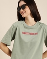 Shop Women's Grey Typography Oversized T-shirt-Front