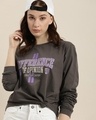 Shop Women's Grey Typography Relaxed Fit T-shirt-Front