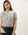 Shop Women's Grey Typography T-shirt-Front