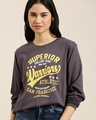 Shop Women's Grey Warriors Typography Oversized T-shirt-Front