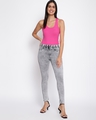 Shop Women's Grey Washed Skinny Fit Jeggings-Full