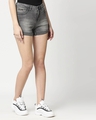 Shop Women's Grey Washed Slim Fit Denim Shorts