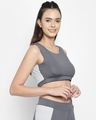 Shop Women's Grey & White Active Color Block Comfort Fit Crop Top-Full