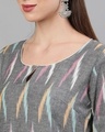 Shop Women's Grey & White Ikat Handloom Woven Design Kurta Palazzo And Dupatta Set
