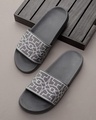 Shop Women's Grey & White Printed Lightweight Sliders-Front