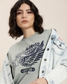 Shop Women's Grey Wings Steel Graphic Printed Oversized T-shirt-Full