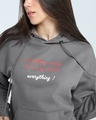 Shop Women's  Grey Worry Ready Graphic Printed Oversized Hoodies