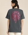 Shop Women's Grey Zodiac Foil Printed Oversized T-shirt-Front