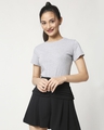 Shop Women's Half Sleeve Grey Melange T-Shirt-Front