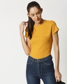 Shop Women's Orange Silm Fit Rib T-shirt-Front