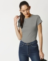 Shop Women's Grey Slim Fit T-shirt-Front
