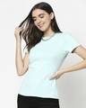 Shop Women's Green Slim Fit Rib T-shirt-Front