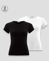 Shop Women's Half Sleeve T-Shirt Combo Black-White-Front