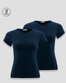 Shop Women's Half Sleeve T-Shirt-Combo Blue-Blue-Front