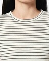 Shop Women's White Striped T-shirt