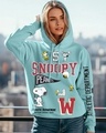 Shop Women's Cyan Snoopy Department Graphic Printed Oversized Hoodies-Front