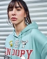 Shop Women's Cyan Snoopy Department Graphic Printed Oversized Hoodies