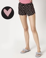 Shop Women's Hearts Printed Black Lounge Boxers-Front