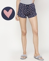 Shop Women's Hearts Printed Blue Lounge Boxers-Front